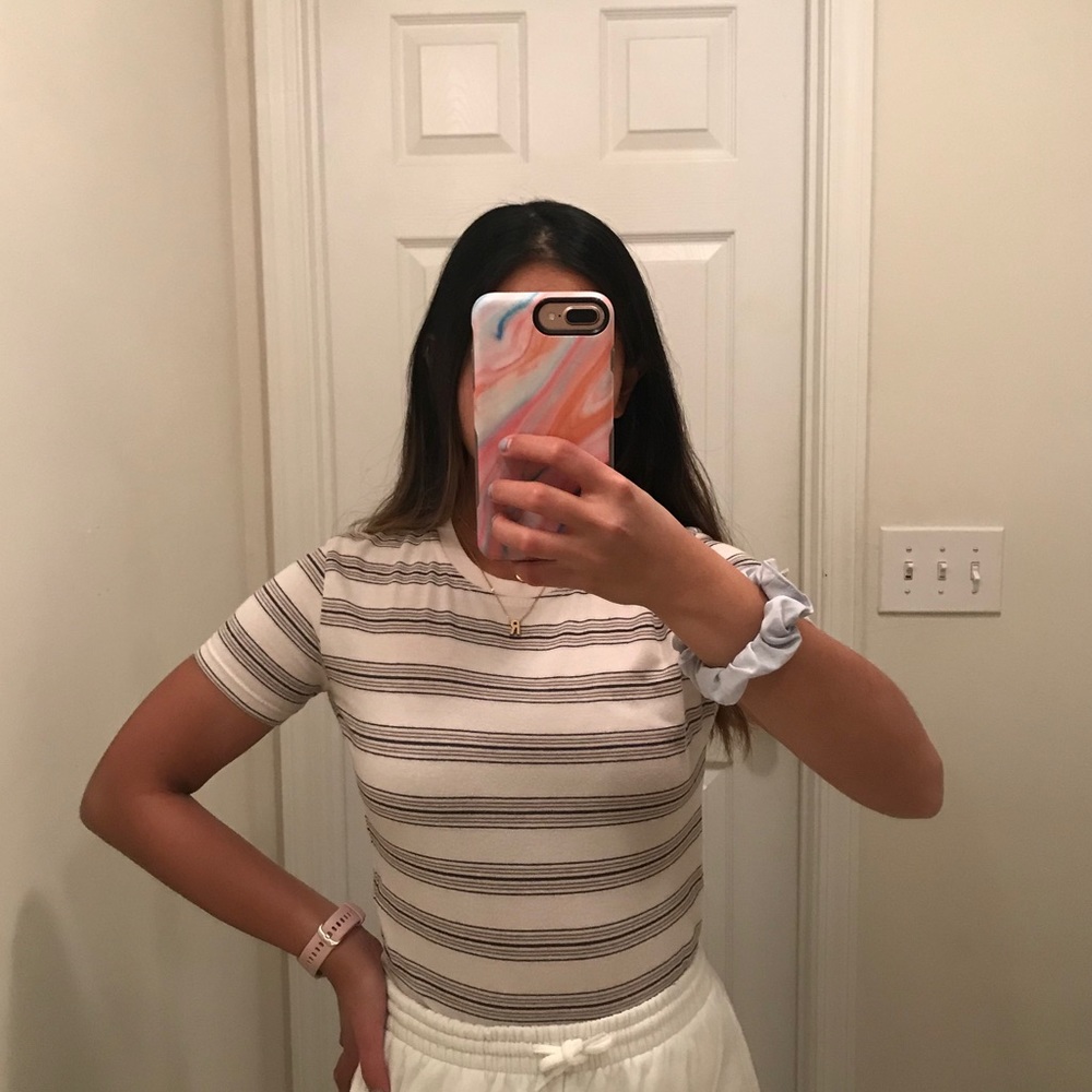 Brandy Melville Pink Stripped Tee